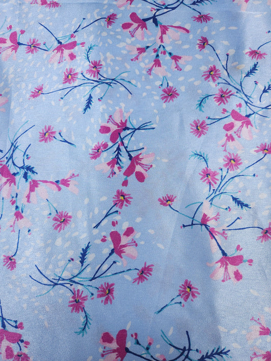 Sky Bloom Armani Satin Fabric