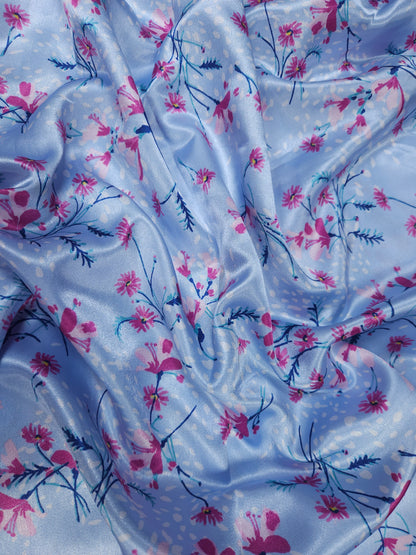 Sky Bloom Armani Satin Fabric