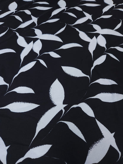 Noir Leaf Armani Satin Fabric