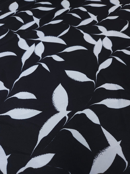 Noir Leaf Armani Satin Fabric