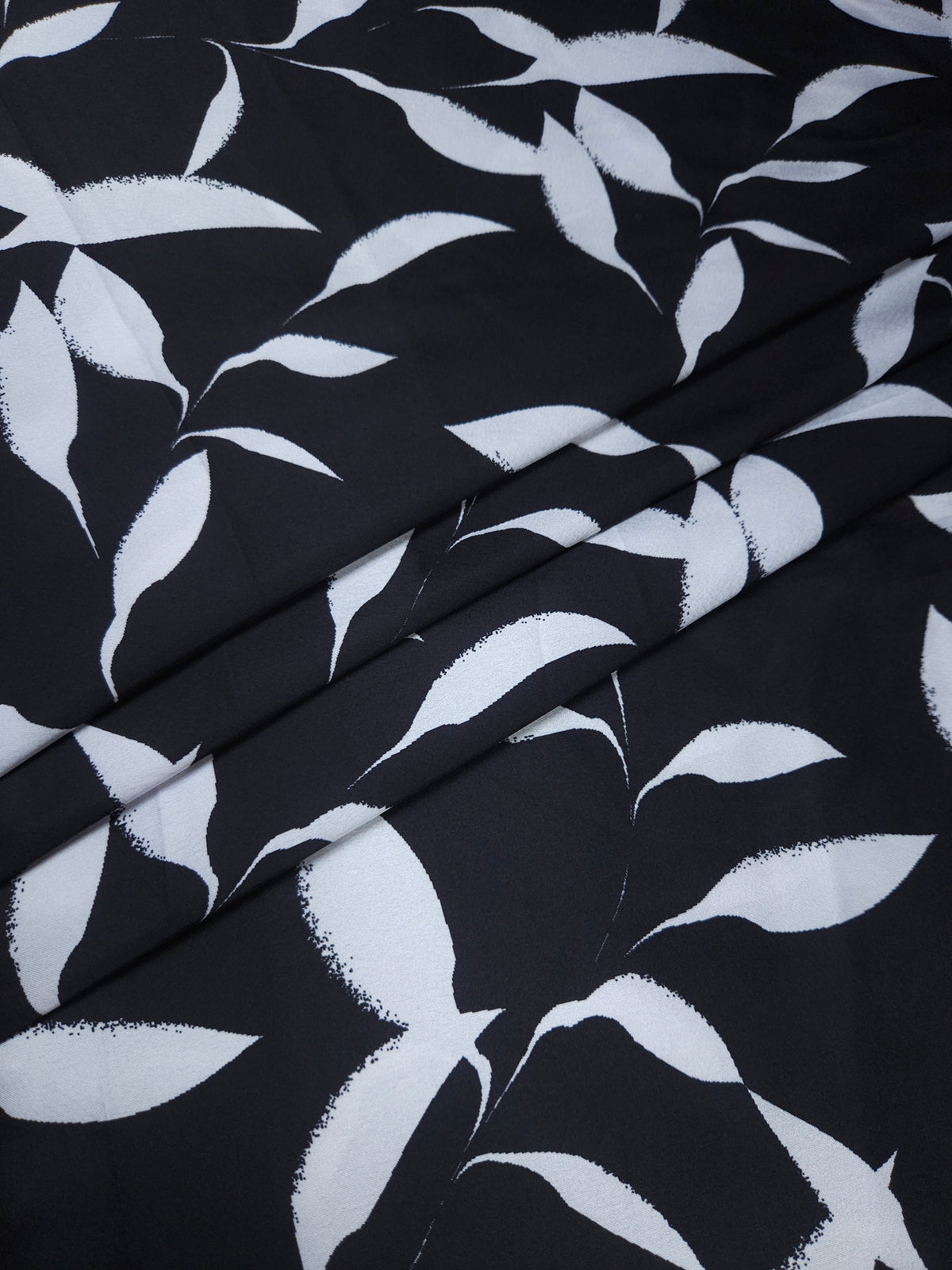 Noir Leaf Armani Satin Fabric