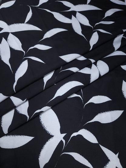 Noir Leaf Armani Satin Fabric