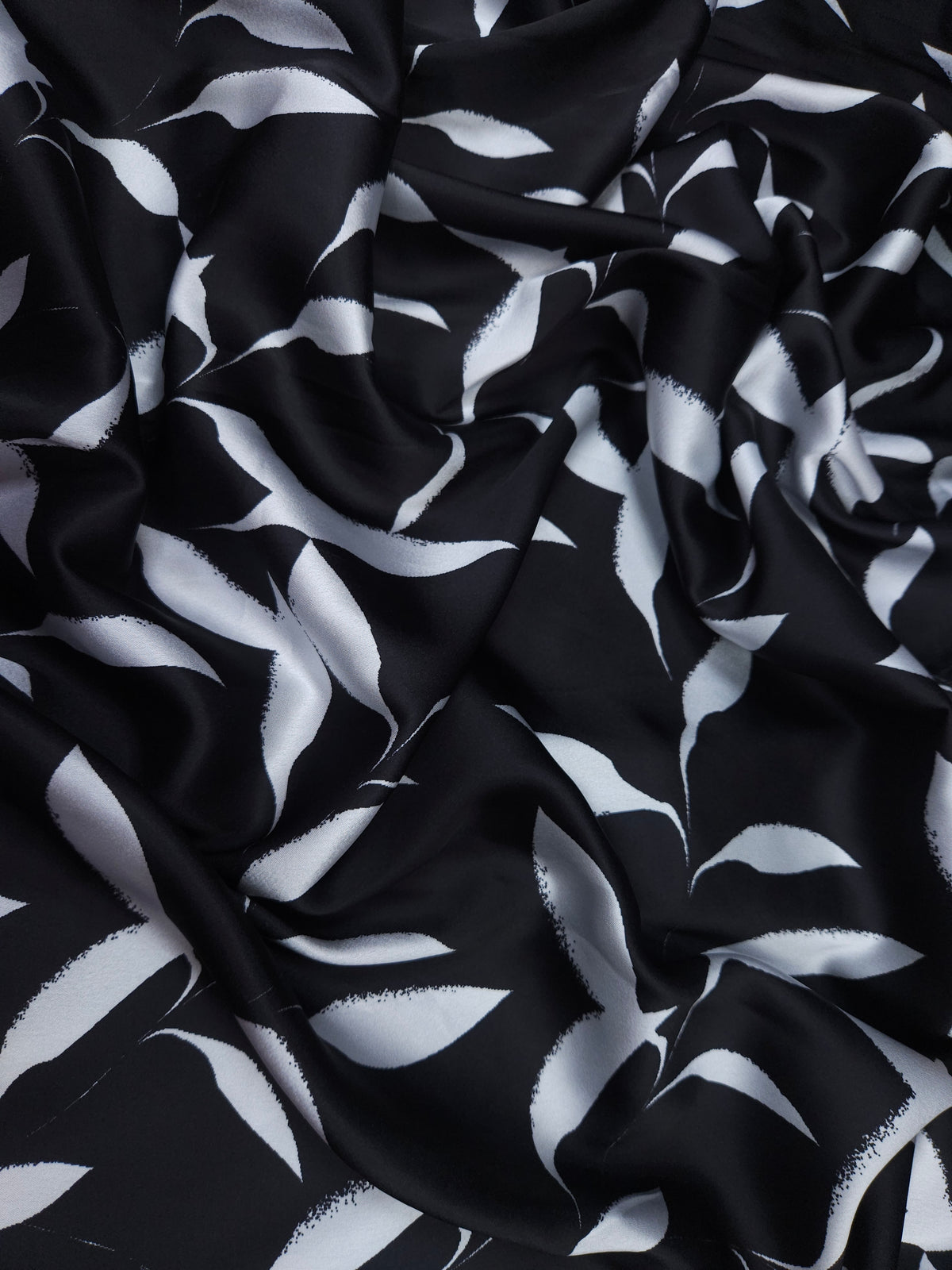 Noir Leaf Armani Satin Fabric