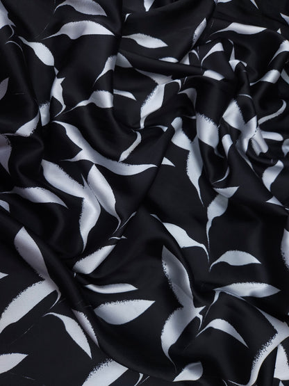Noir Leaf Armani Satin Fabric