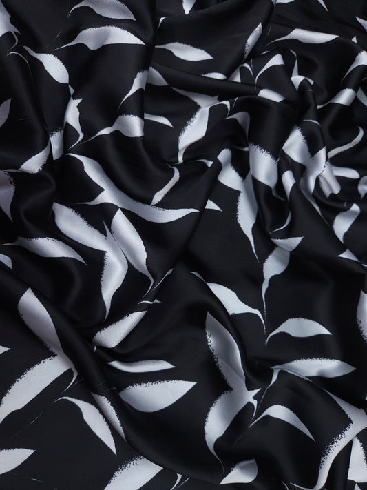 Noir Leaf Armani Satin Fabric