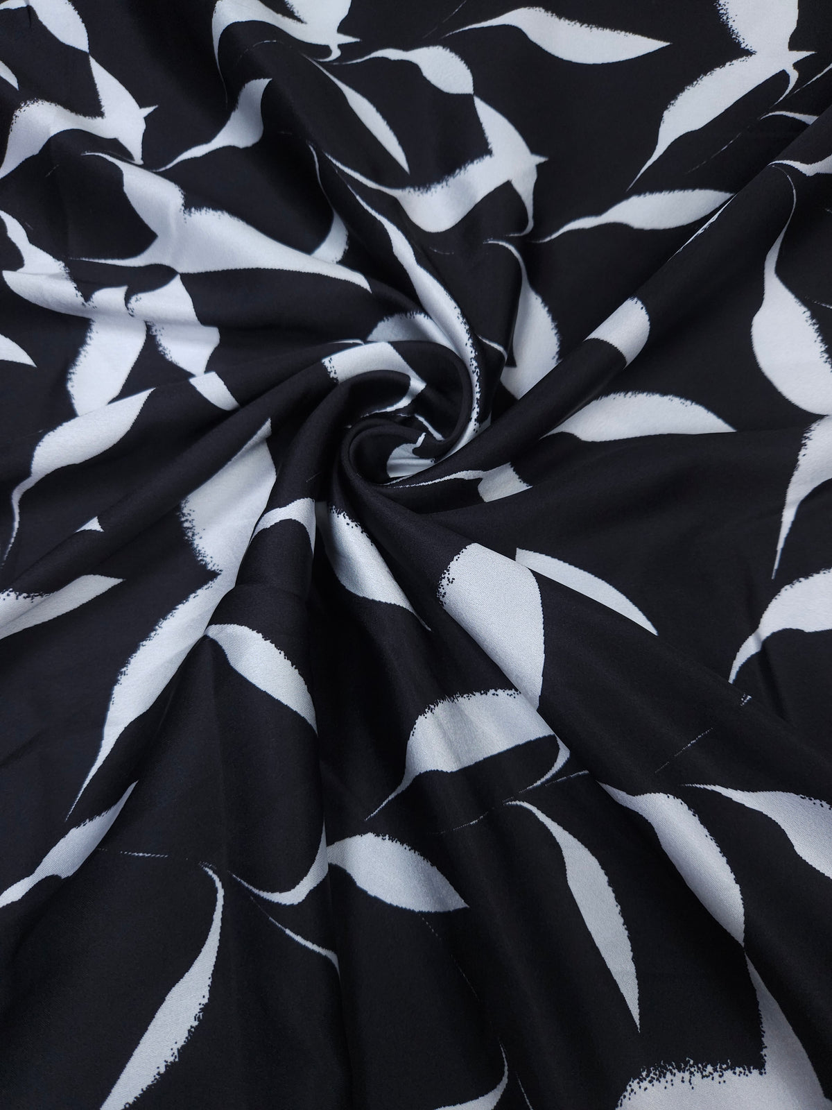 Noir Leaf Armani Satin Fabric