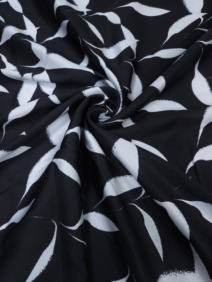 Noir Leaf Armani Satin Fabric