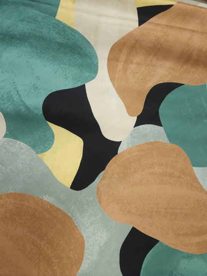 Teal Abstract Armani Satin Fabric
