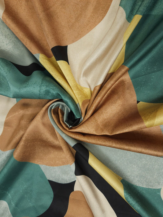 Teal Abstract Armani Satin Fabric