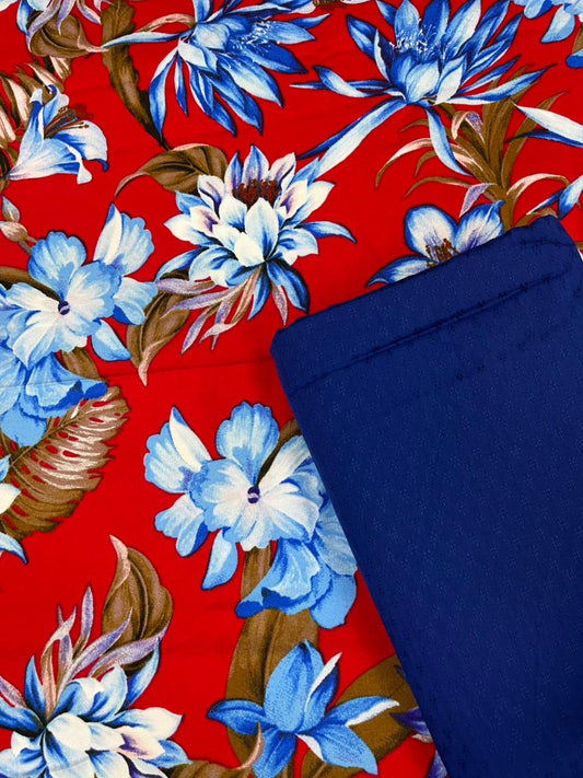 Red Garden Floral Cotton Suit Set