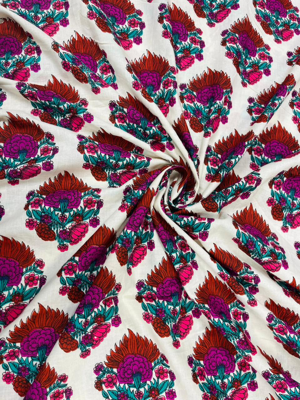Royal Floral Bouquet Print Cambric Cotton