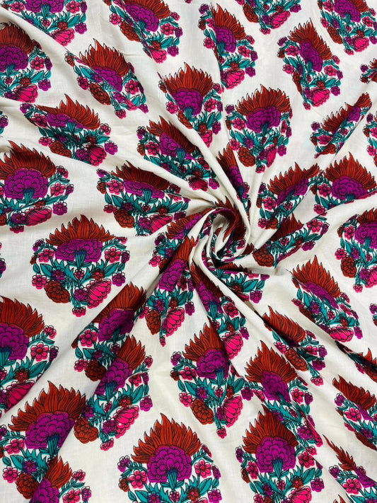 Royal Floral Bouquet Print Cambric Cotton