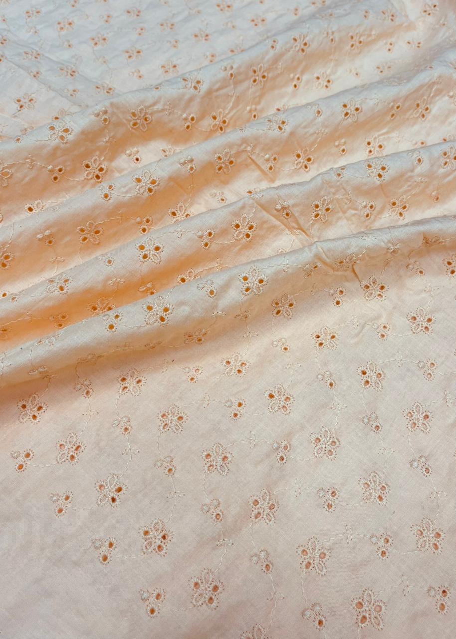 Peach Floral Hakoba Cotton Fabric