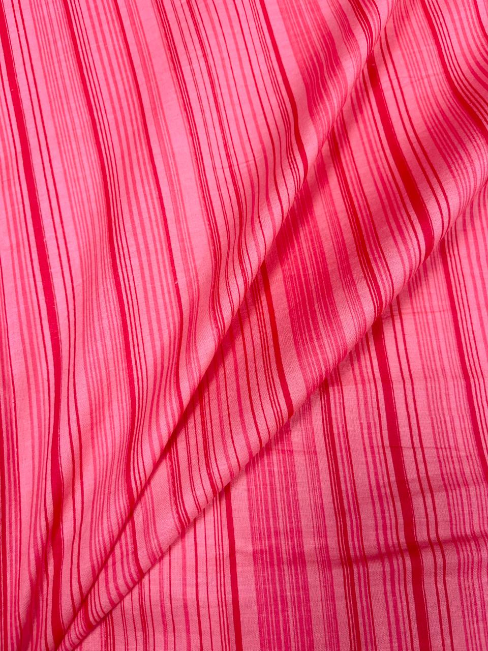 Pink Strip Print Cambric Cotton