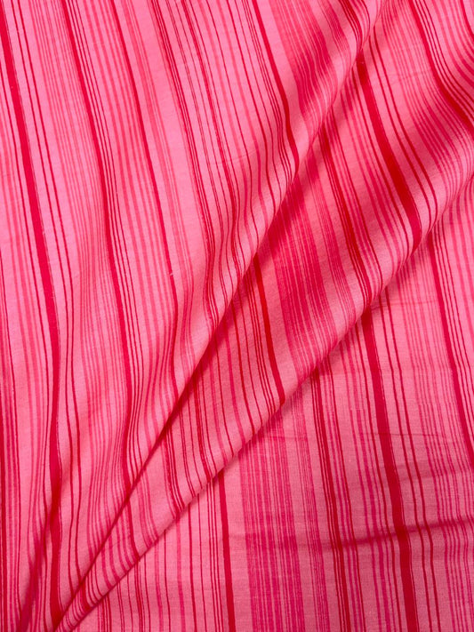 Pink Strip Print Cambric Cotton