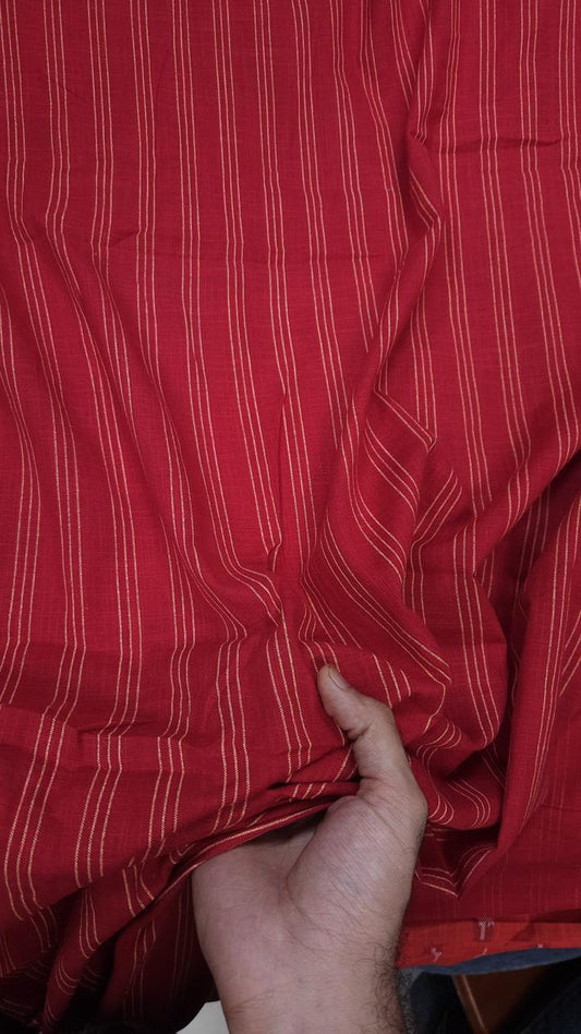 Maroon Red Line Print Cotton Fabric