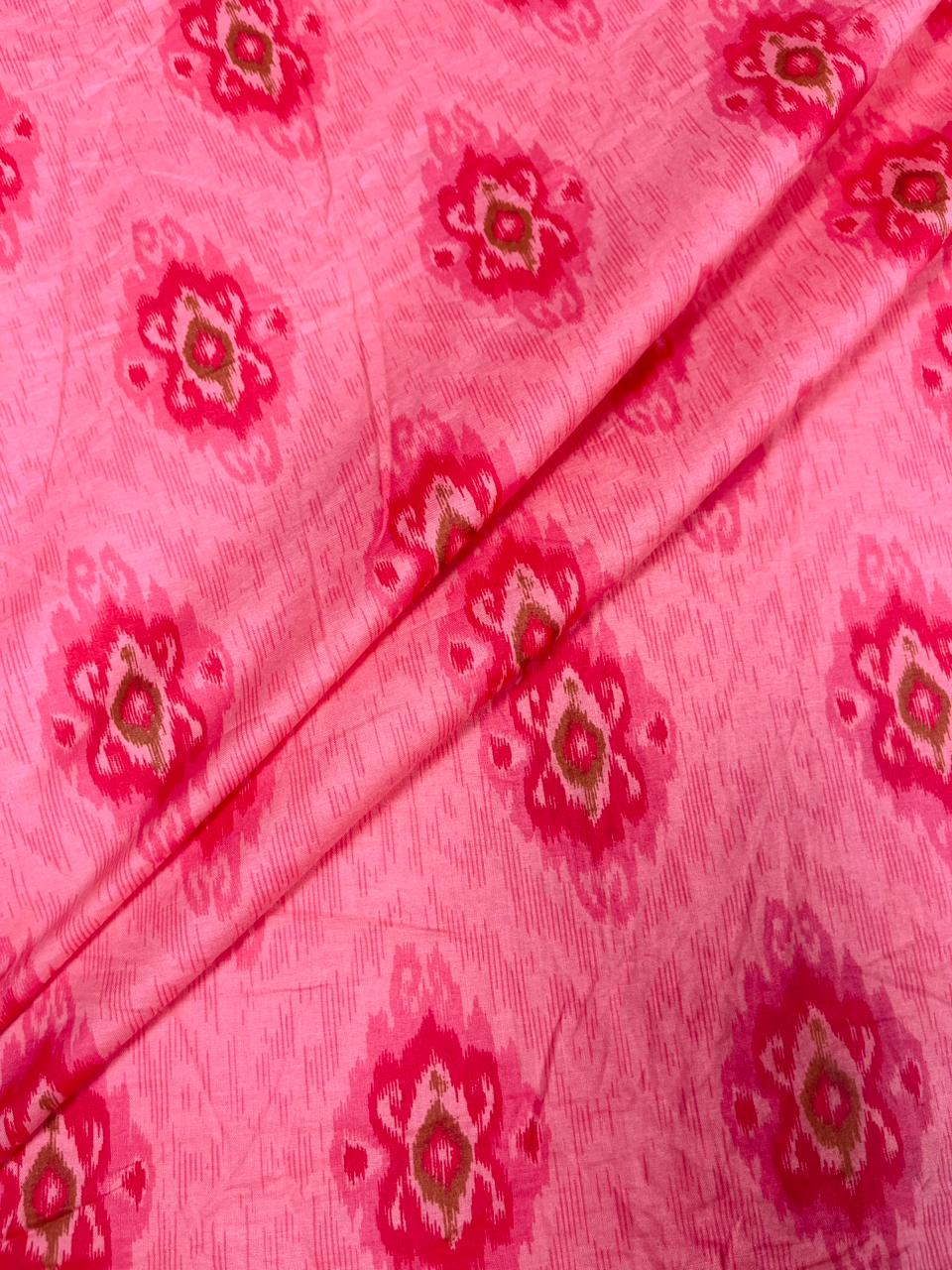 Pink Geometric Ikat Print Cambric Cotton