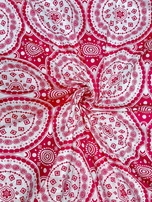 Rani Bandhej Circle Print Pure Cotton Fabric