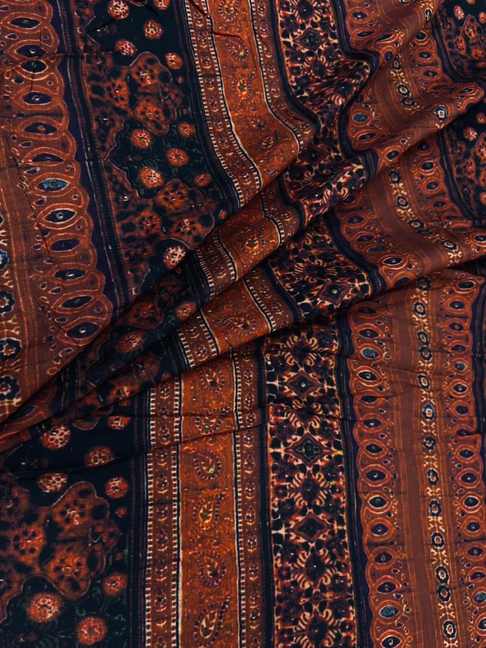 Brown Ajrakh Print Pure Cotton Fabric