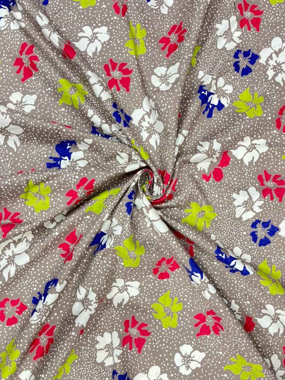 Urban Bloom Multicolor Floral Pure Cotton Fabric