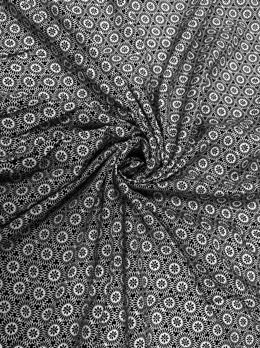 Monochrome Floral Classic Rayon