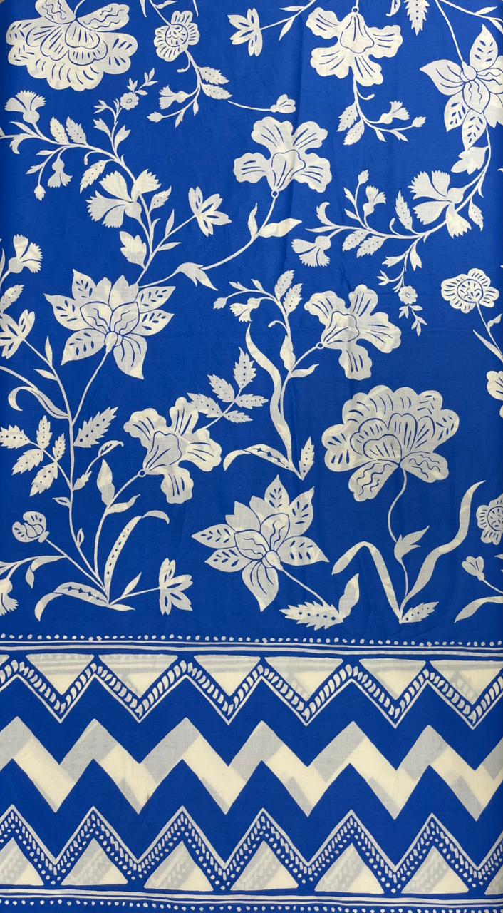 Royal Indigo Bloom cotton poplin