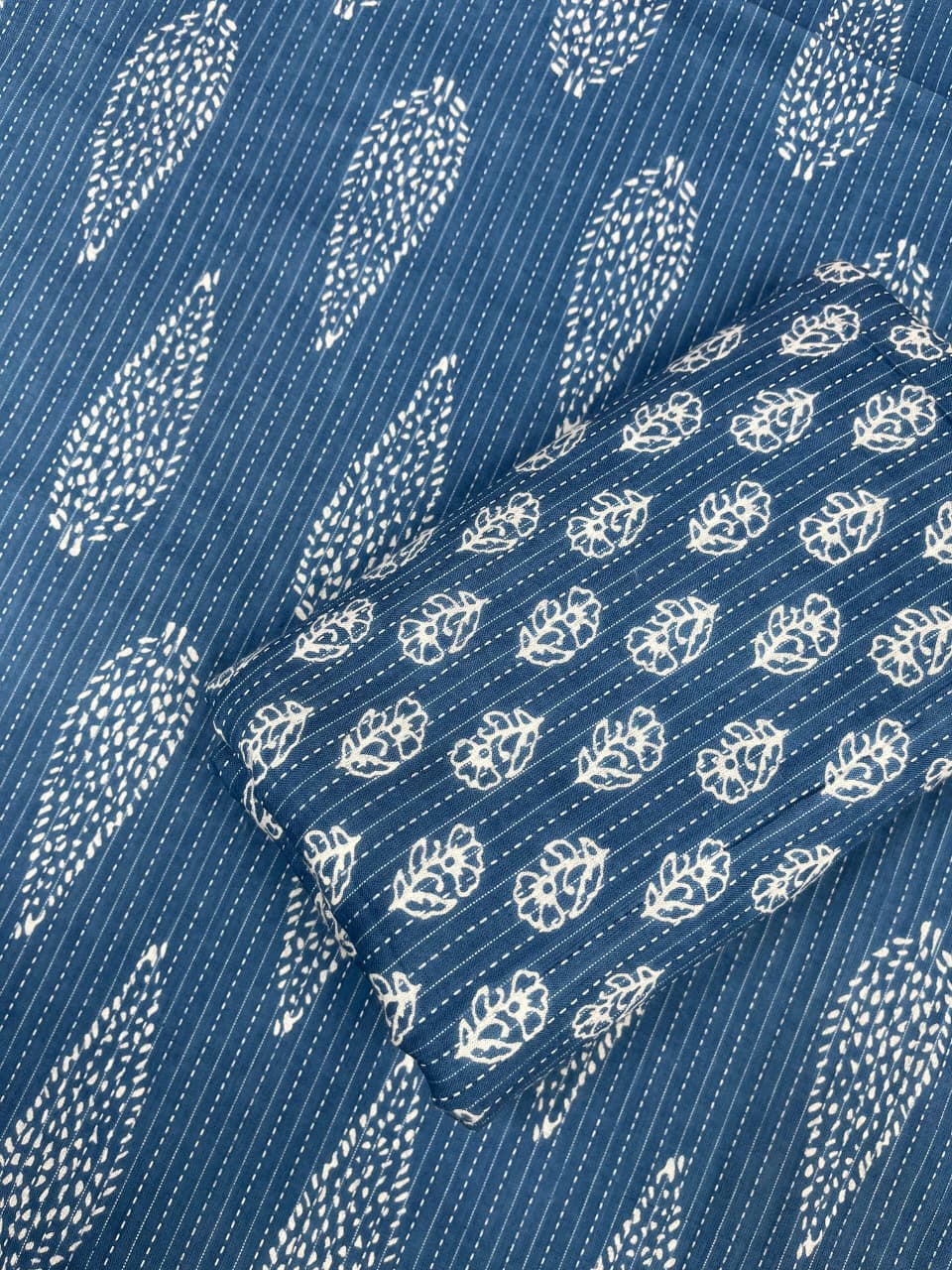Royal Indigo Kantha Work Cotton Suit