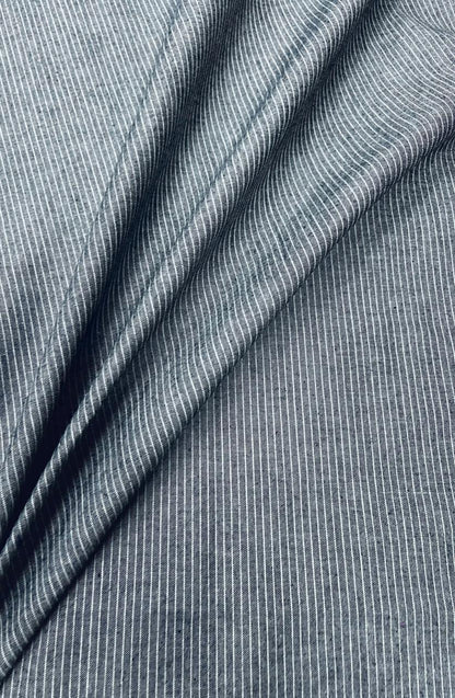 Grey Stripe Print Cotton Denim Fabric