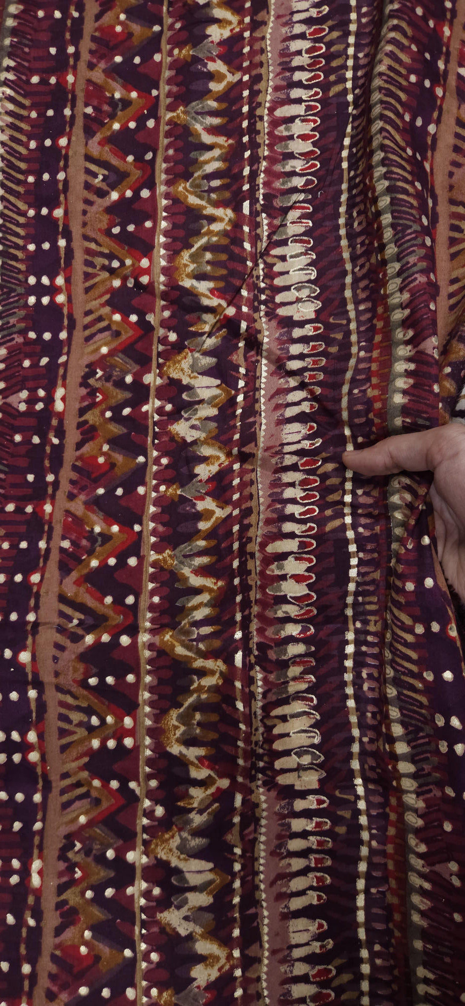 Premium Maroon Ethnic Jaam Cotton Fabric with Geometric Print