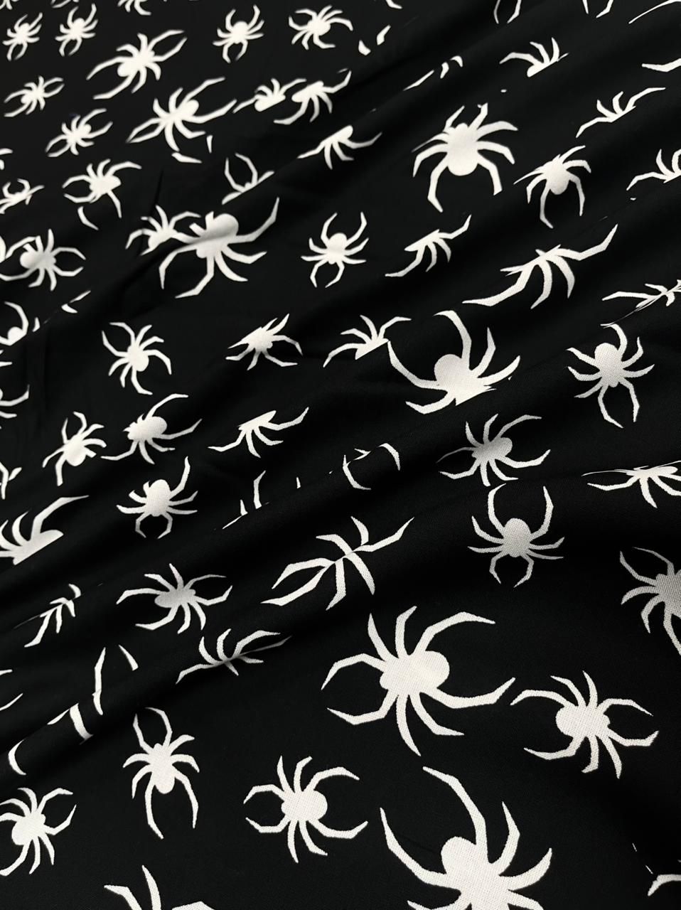 Black Spider Print Statement Rayon