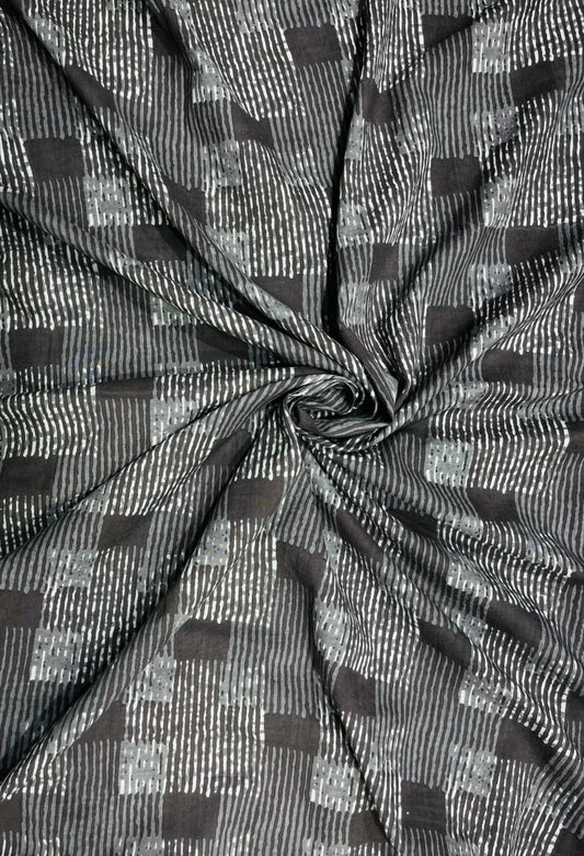 Charcoal Grid Cotton Fabric