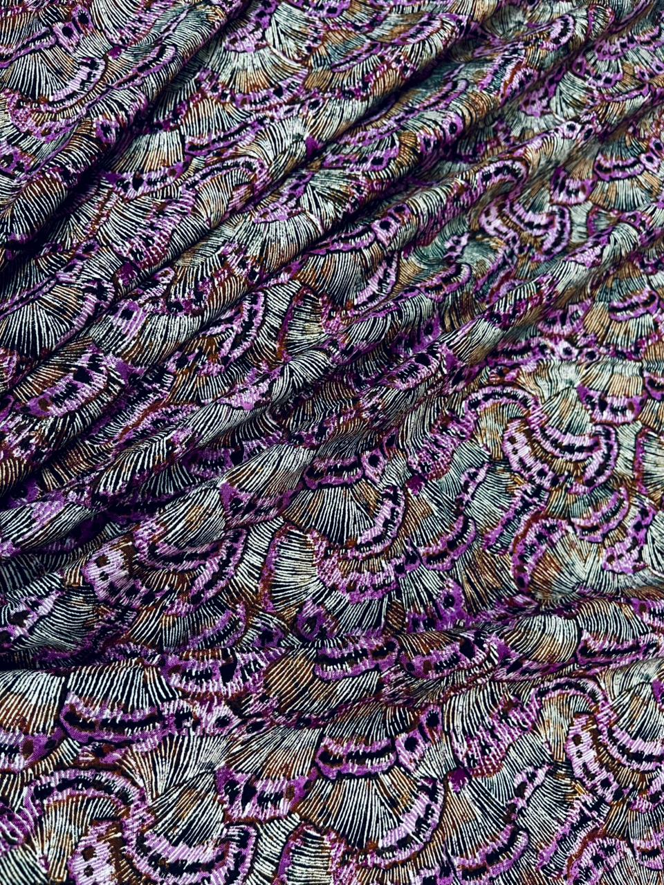 Abstract Purple Luxe Rayon Fabric