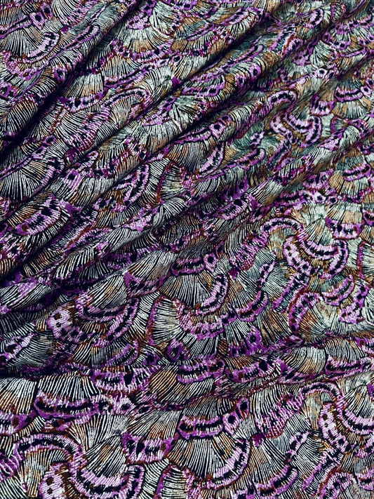 Abstract Purple Luxe Rayon Fabric
