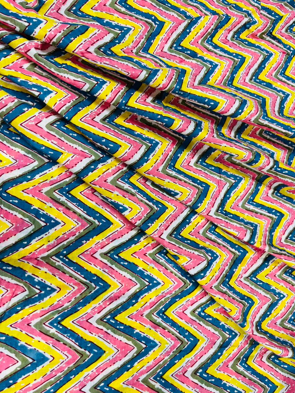 Multicolor Zigzag Pure Cotton Fabric