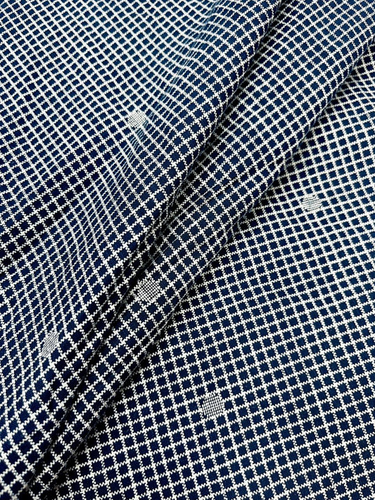 Indigo Micro Check Print Cambric Cotton