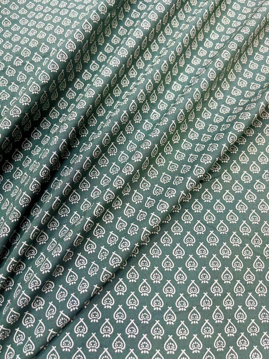 Emerald Paisley Heritage Pure Cotton Fabric