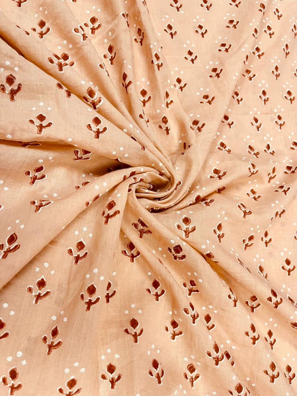 Peach Blossam Buti Print Cambric Cotton