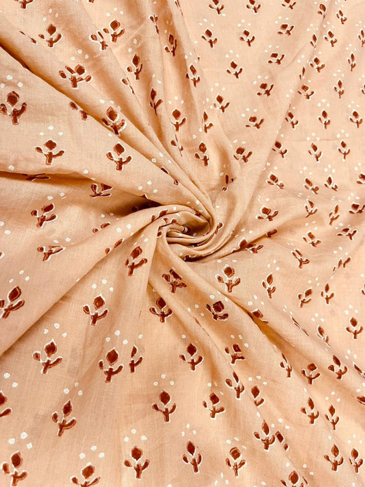 Peach Blossam Buti Print Cambric Cotton