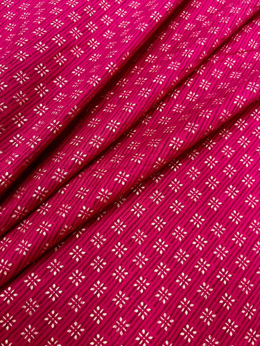 Pink Petal Print Cambric Cotton