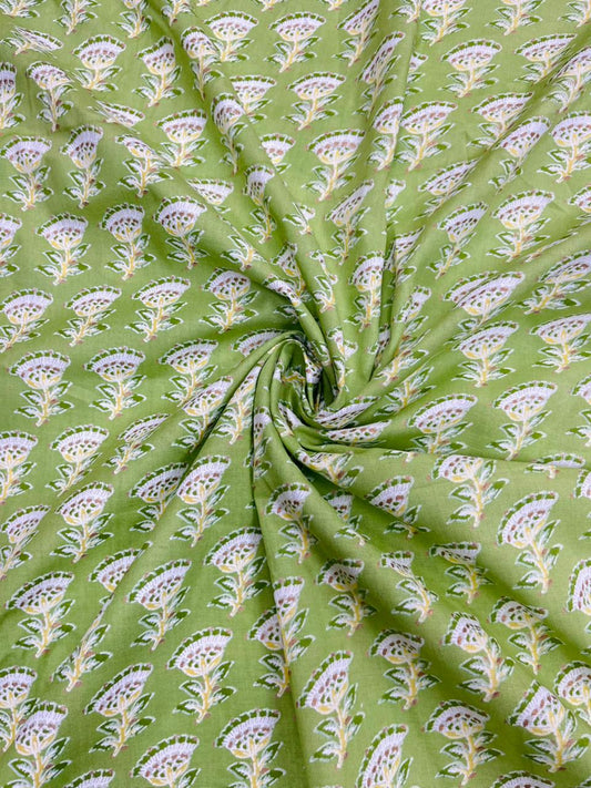 Pastel Green Buti Rayon Fabric