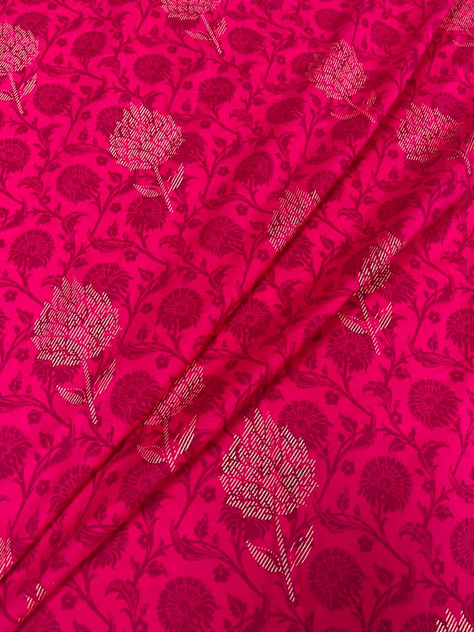 Pink Base Golden Print Cambric Cotton
