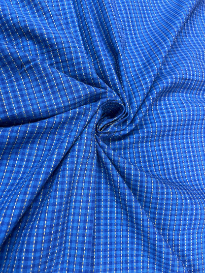 Sapphire Check Kantha Cambric Cotton