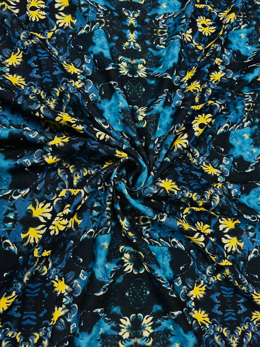Midnight Blossom Rayon Fabric