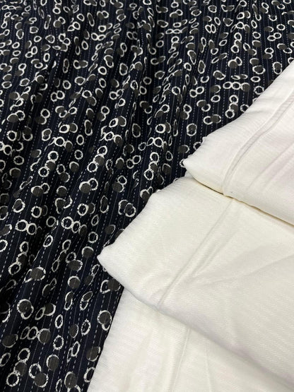 Midnight Navy Abstract Circle Cotton Suit Set
