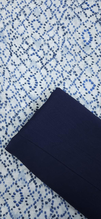Azure Blue Artistic Dot Print Cotton Suit Set