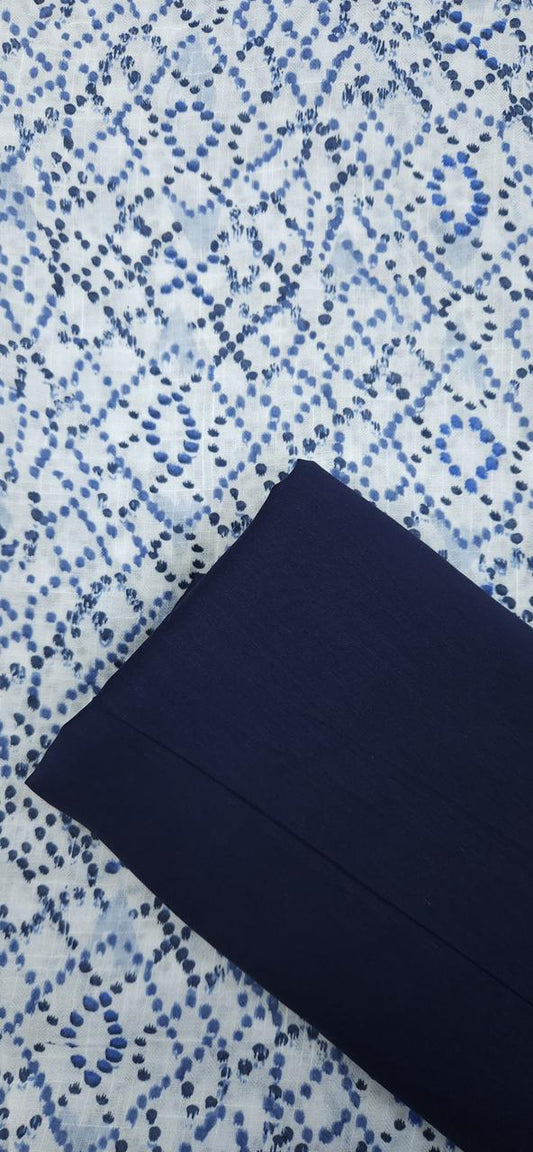 Azure Blue Artistic Dot Print Cotton Suit Set