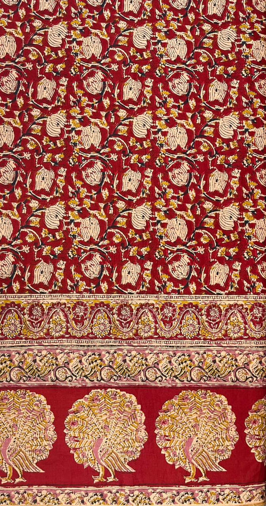 Royal Peacock Boder Print CambricCotton
