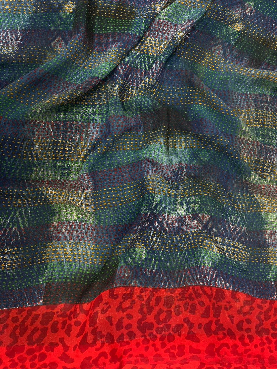 Teal Leopard Weave Poly Georgette Fabric