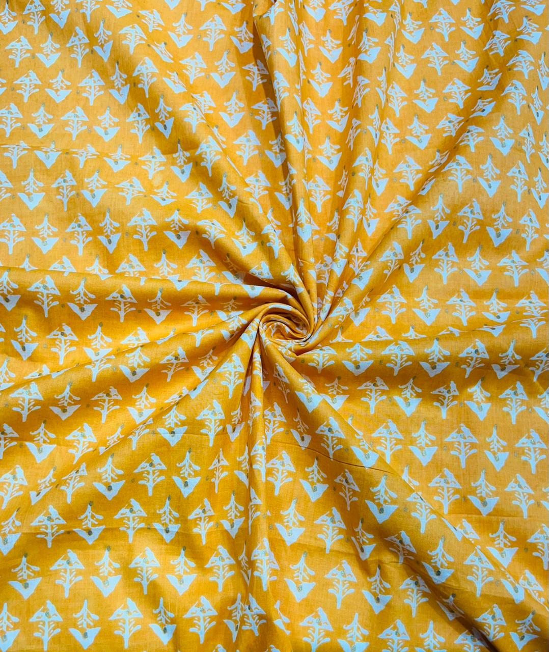 Musturd Floral Print Cambric Cotton