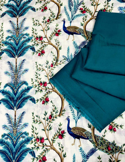 Heritage Peacock Tree Print Cotton Suit Set